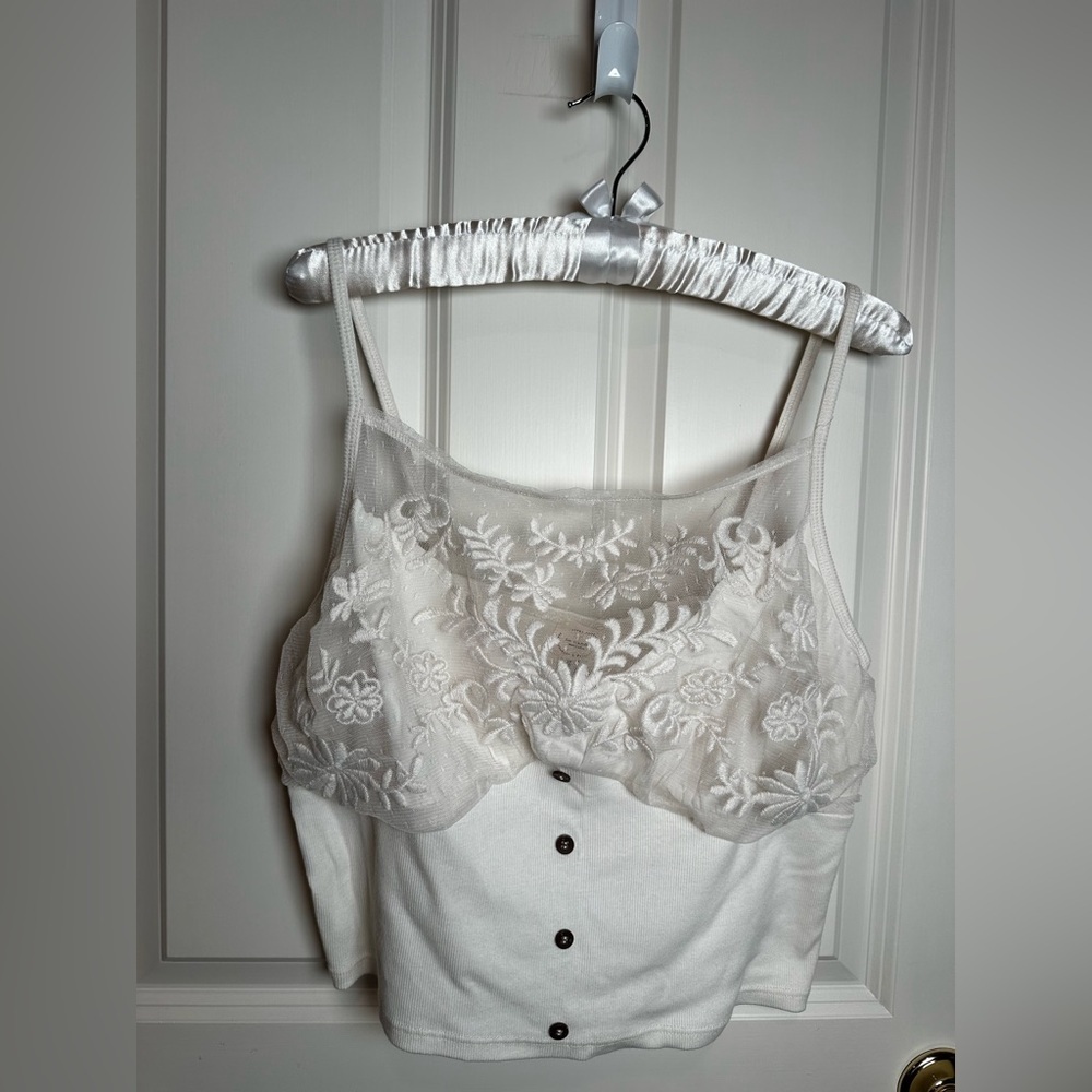 River Island Cream Ribbed Top